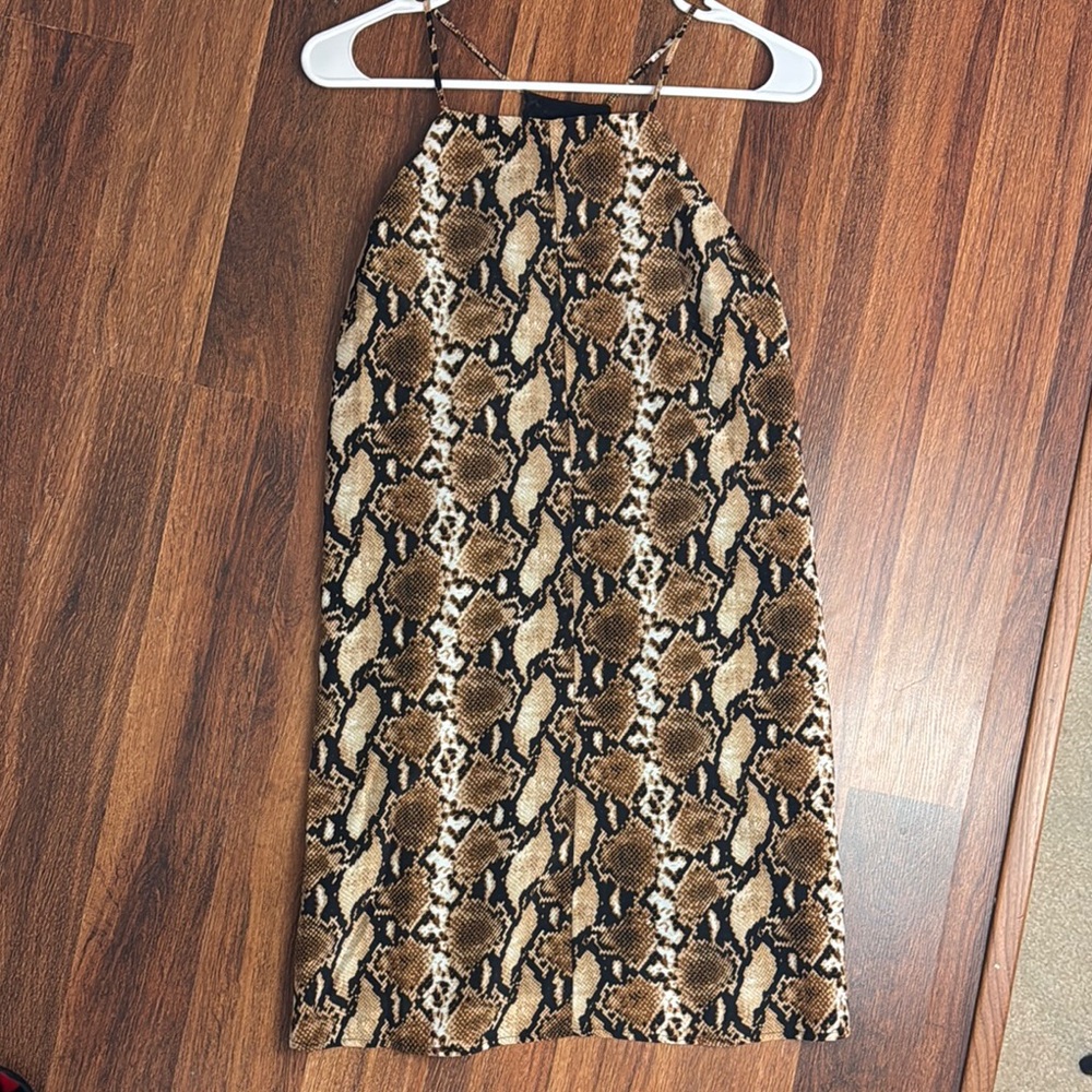 Snake Print Halter Midi Skirt